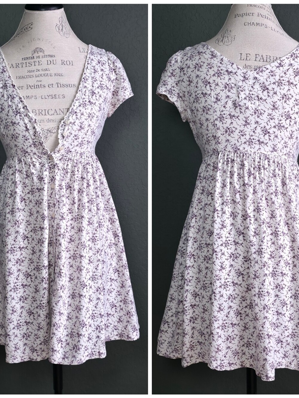 Ralph Lauren Floral Babydoll Dress, XS, Denim And Supply Mini Dress White Floral